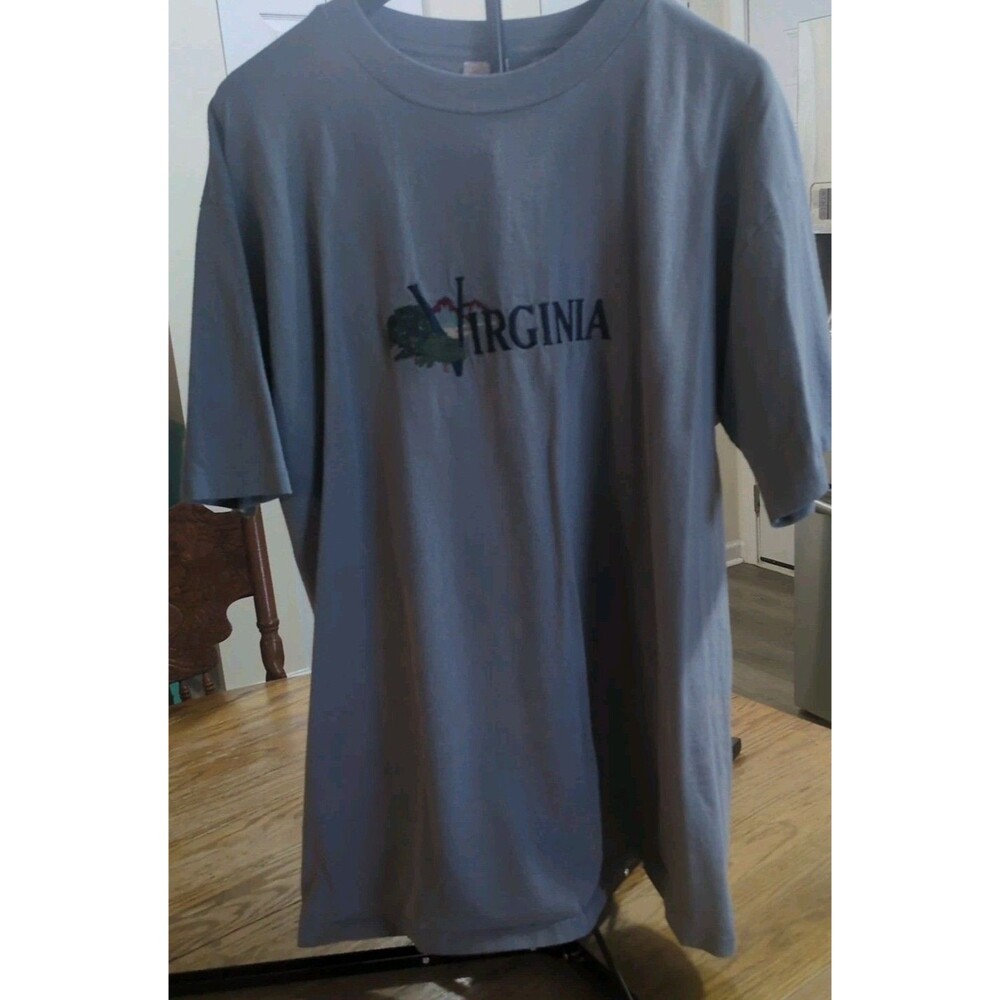 Vintage VIRGINIA Blue Colorfully Embroidered T-Shirt Men X-LARGE  Cotton (6)